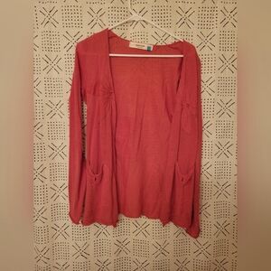 Anthropolgie - Coral Open Front Cardigan